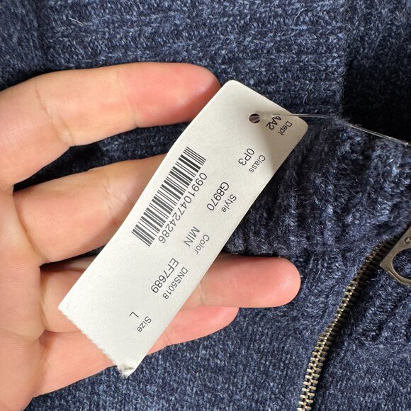 J Crew Sweater Mens Size Large Marled Indigo 1/2 Zip High Neck 100% Lambswool - Picture 11 of 12